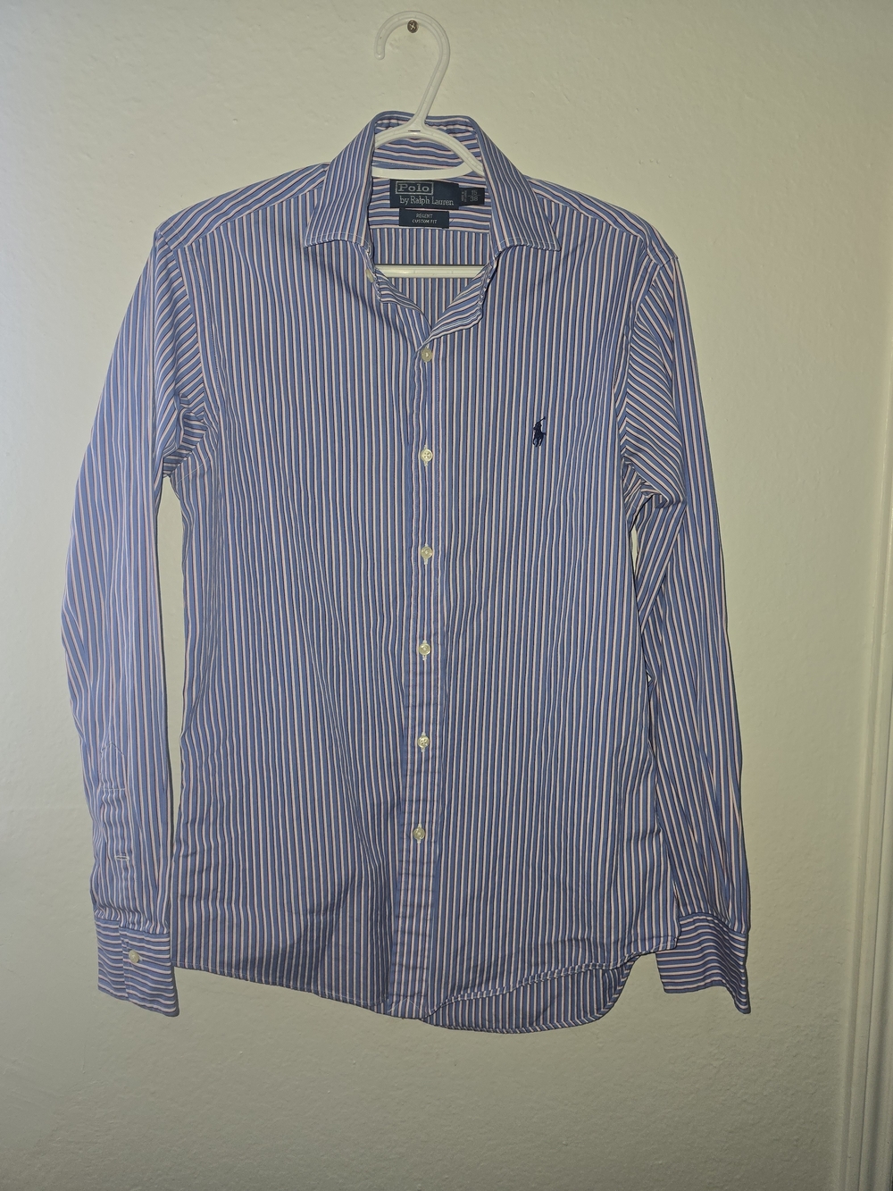Ralph Lauren Blue and White Striped Dress Shirt